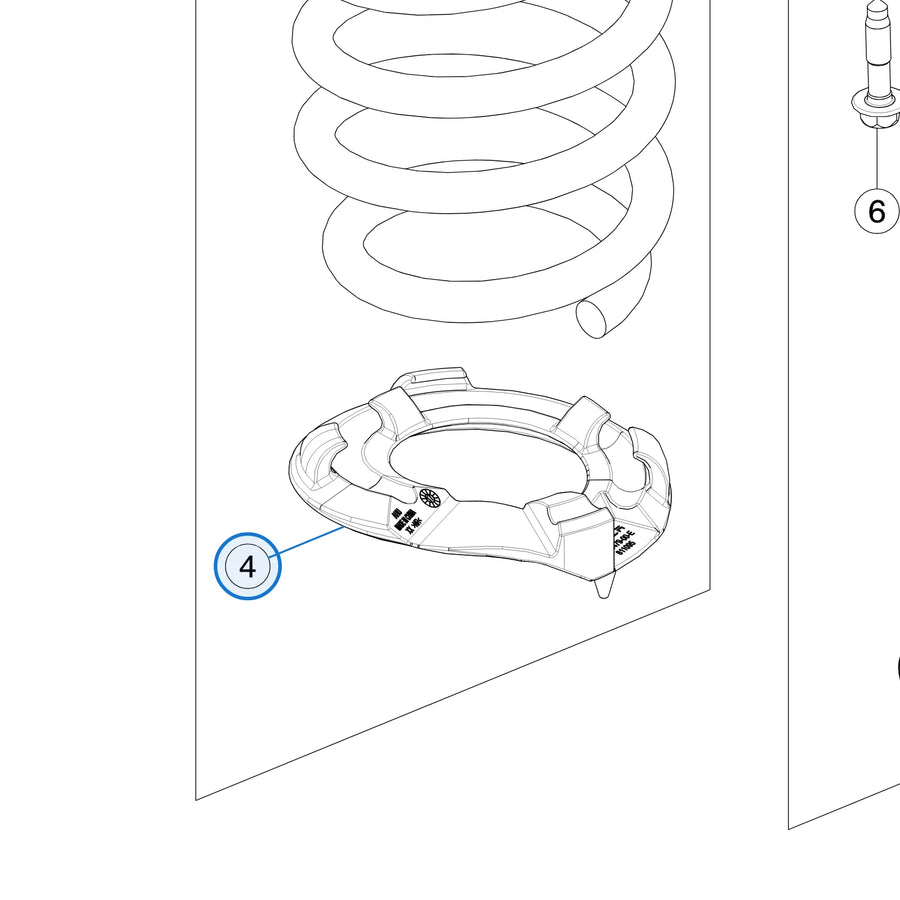 Rear Spring Lower Isolator for Tesla Model 3 and Model Y 1044479-00-E - parts diagram
