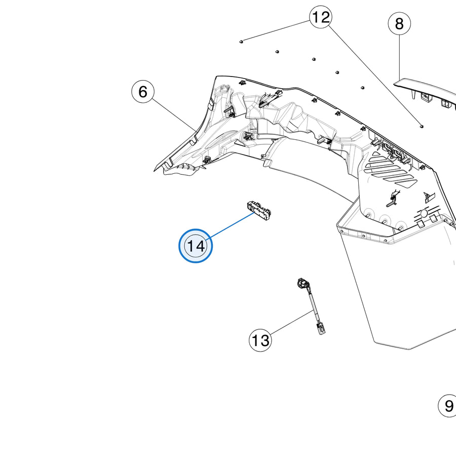 Seat Fold Switch Trunk for Tesla Model Y 2020-2025 1493286-00-B - parts diagram