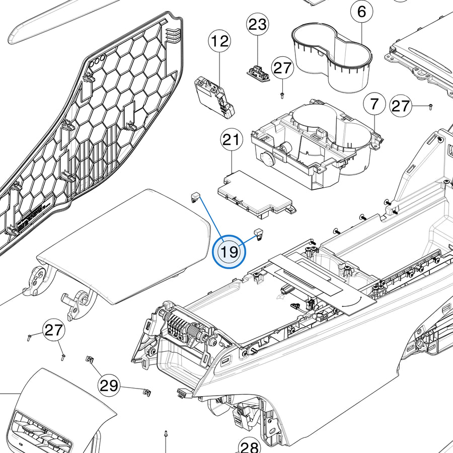 Center Console - Armrest Rubber Bumper for Tesla Model 3 and Model Y 1087913-00-C, 1087913-00-D - parts diagram