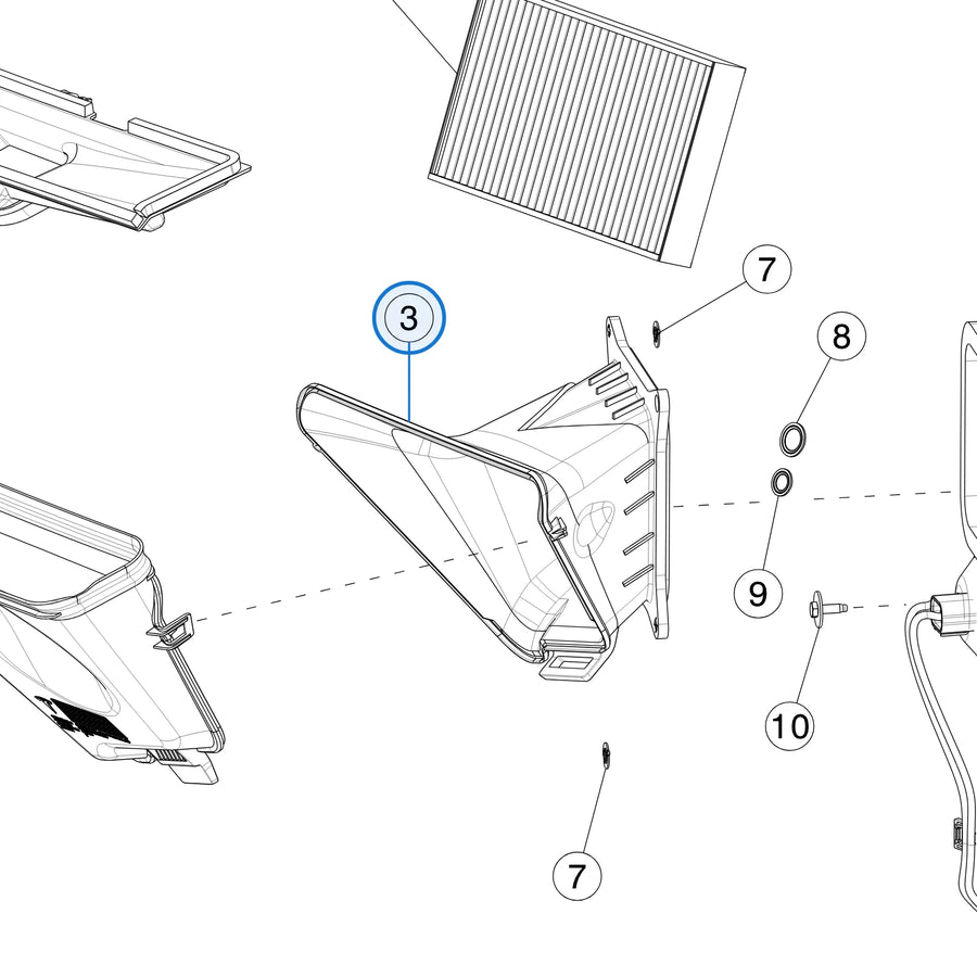 Inner Duct, HVAC Plenum for Tesla Model 3 2017-2023 1107204-00-E - parts diagram