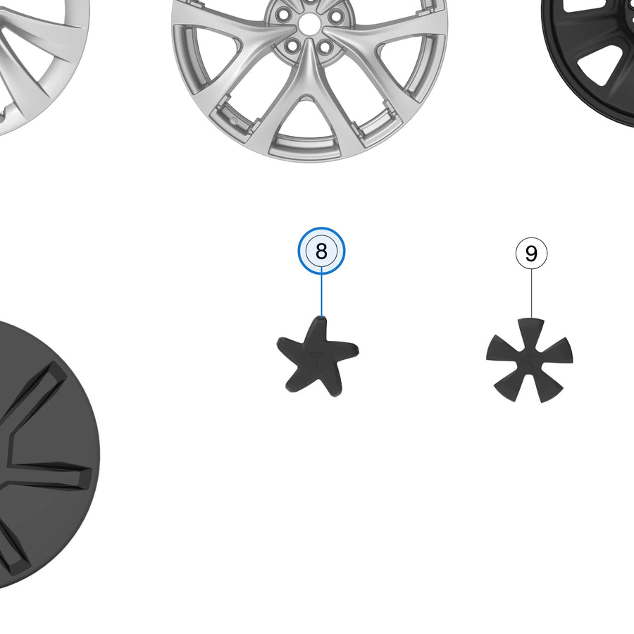 Wheel Center Cap - 20 Inch for Tesla Model Y Juniper 2188232-00-A - parts diagram