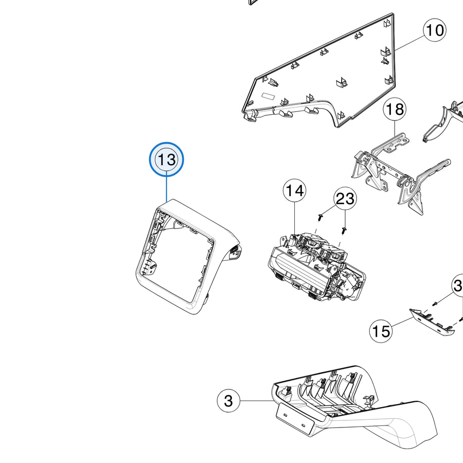 Console - Vent Cover Panel - Assembly for Tesla Model 3 Highland 1714380-10-G - parts diagram