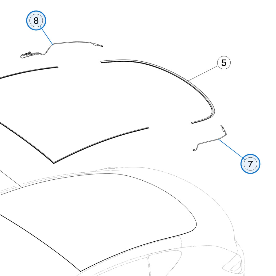 Panoramic Backlite Glass TE Filter Harness for Tesla Model 3 2017-2023 1102750-00-C / 1102749-00-B - parts diagram