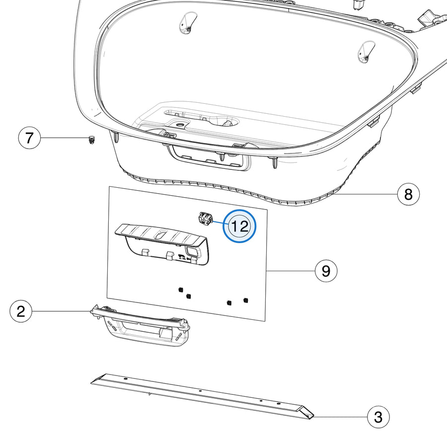 Frunk Child Safety Switch for Tesla Model 3 and Model Y 1107722-00-D - parts diagram
