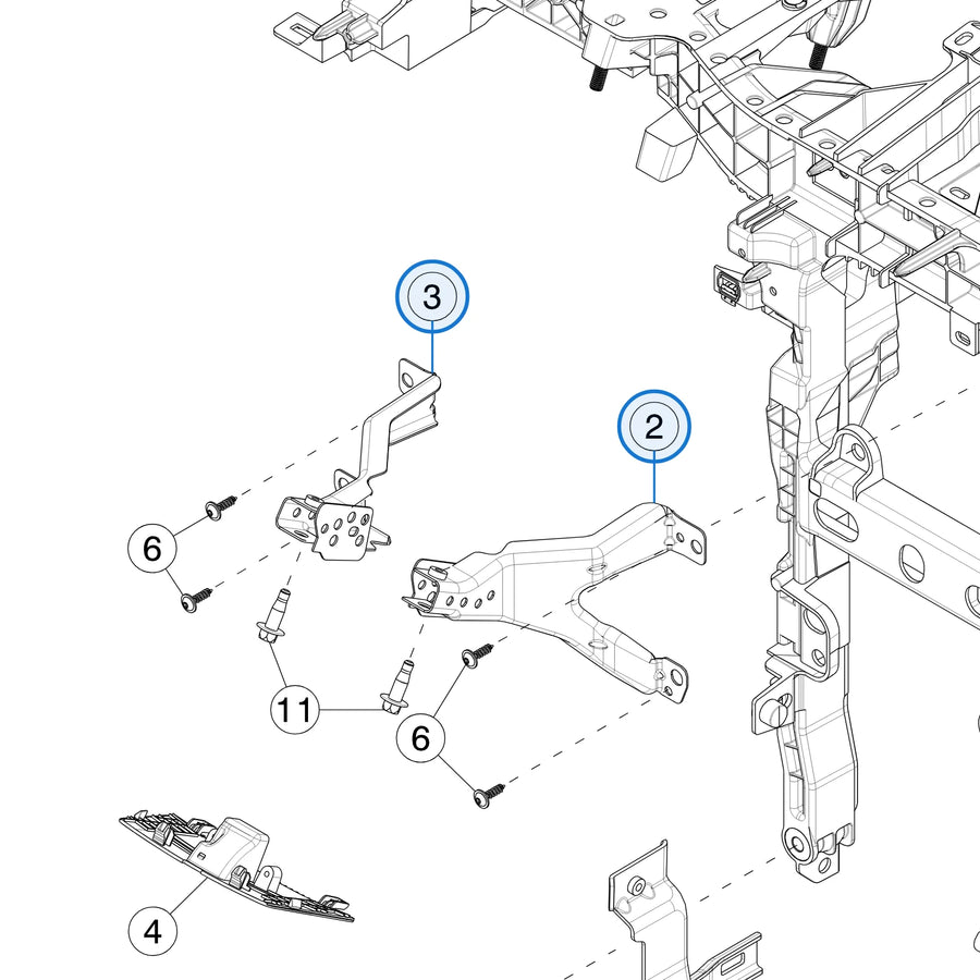 Display Support Bracket for Tesla Model 3 and Model Y 1100561-00-E / 1100562-00-E - parts diagram