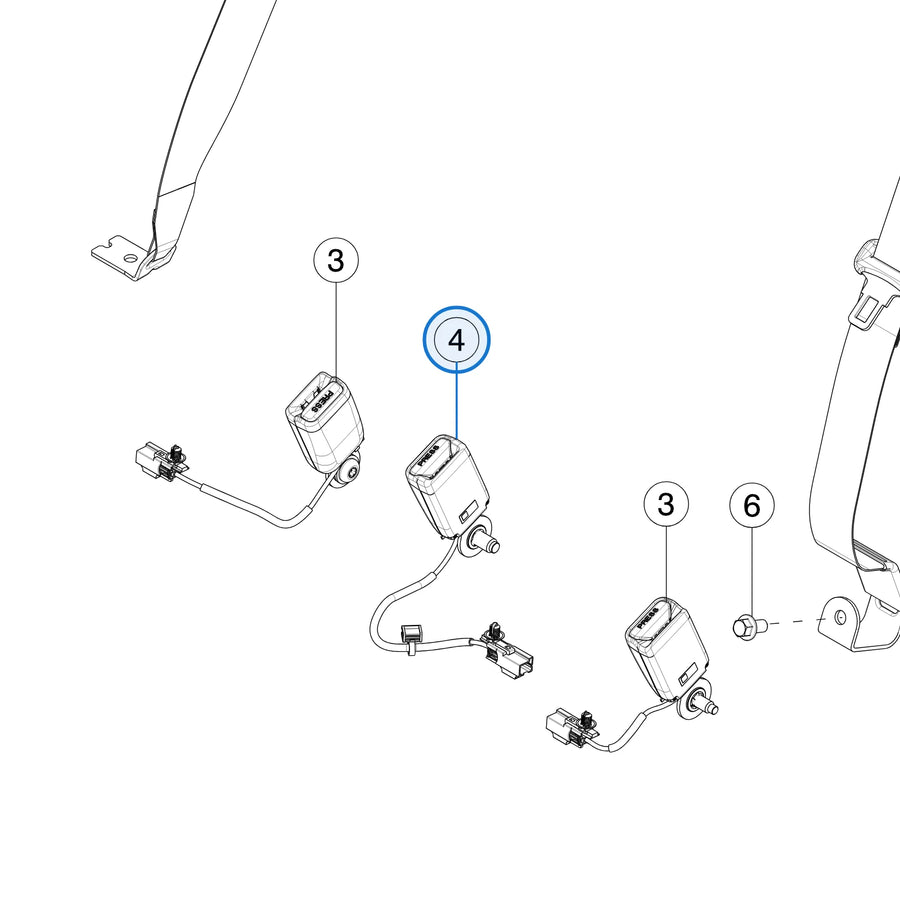 Second Row - Seatbelt Buckle - Center - Black for Tesla Model Y 2020-2025 1506020-C1-B - parts diagram (Model Y Jan 2020 - Jan 2025)