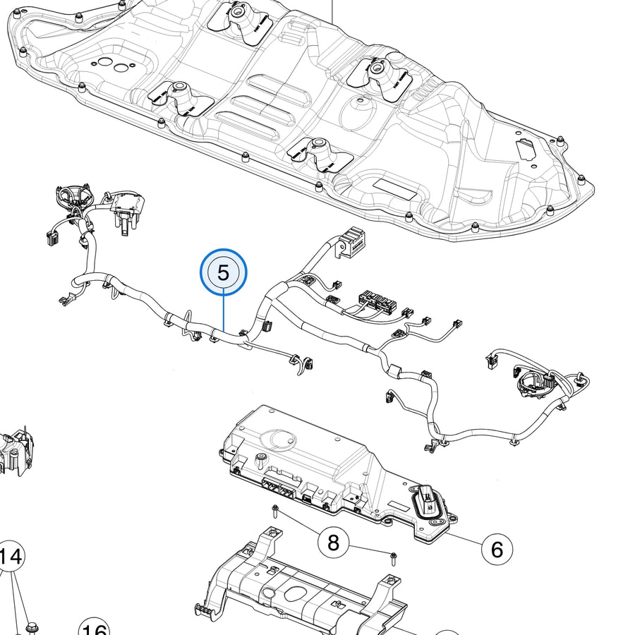 Assembly - Harness - All Wheel Drive - Ancillary Bay for Tesla Model 3 and Model Y 1732579-00-A - parts diagram