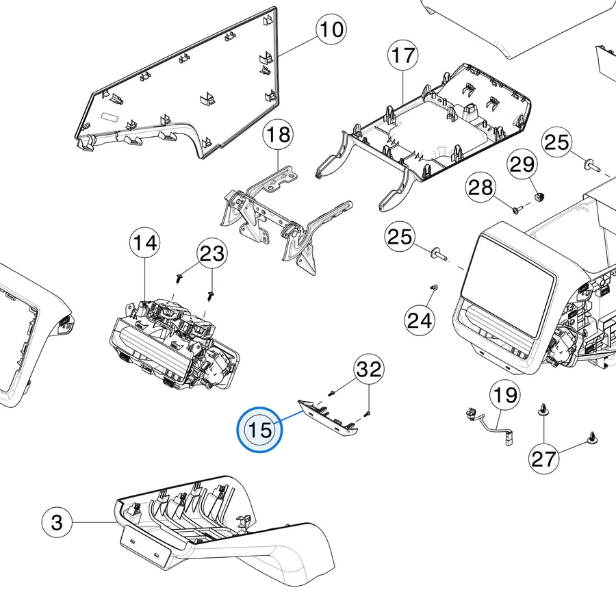 Console - USB Bezel - Assembly for Tesla Model 3 Highland 1860513-10-E - parts diagram