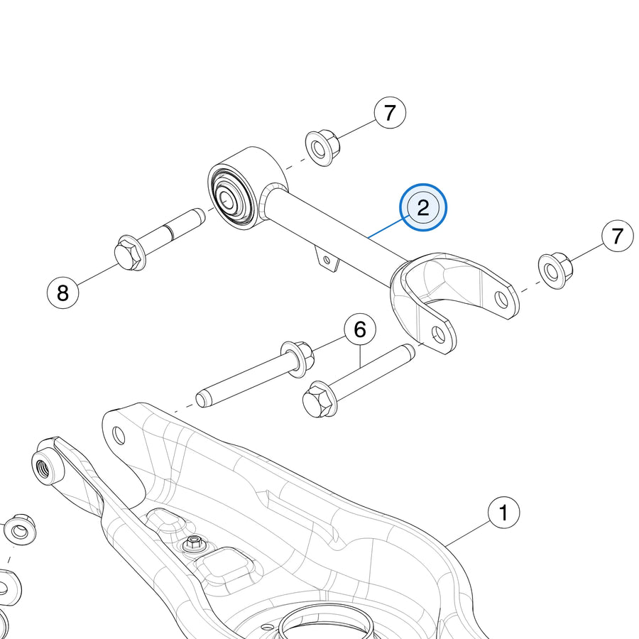 Rear Upper Aft Link Assembly for Tesla Model 3 Highland 1344426-00-C - parts diagram