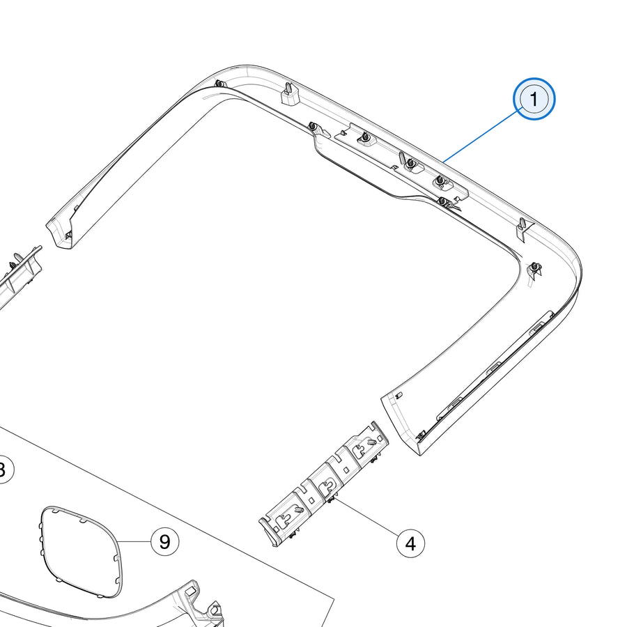 Liftgate Upper Trim - Assembly for Tesla Model Y 2020-2025 1494632-01-C - parts diagram (Model Y Jan 2020 - Jan 2025)