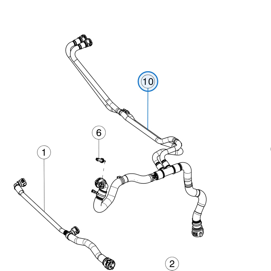 Hose (Batt), Chiller TO Batt Left Hand Drive for Tesla Model 3 2017-2023 1077579-00-E - parts diagram
