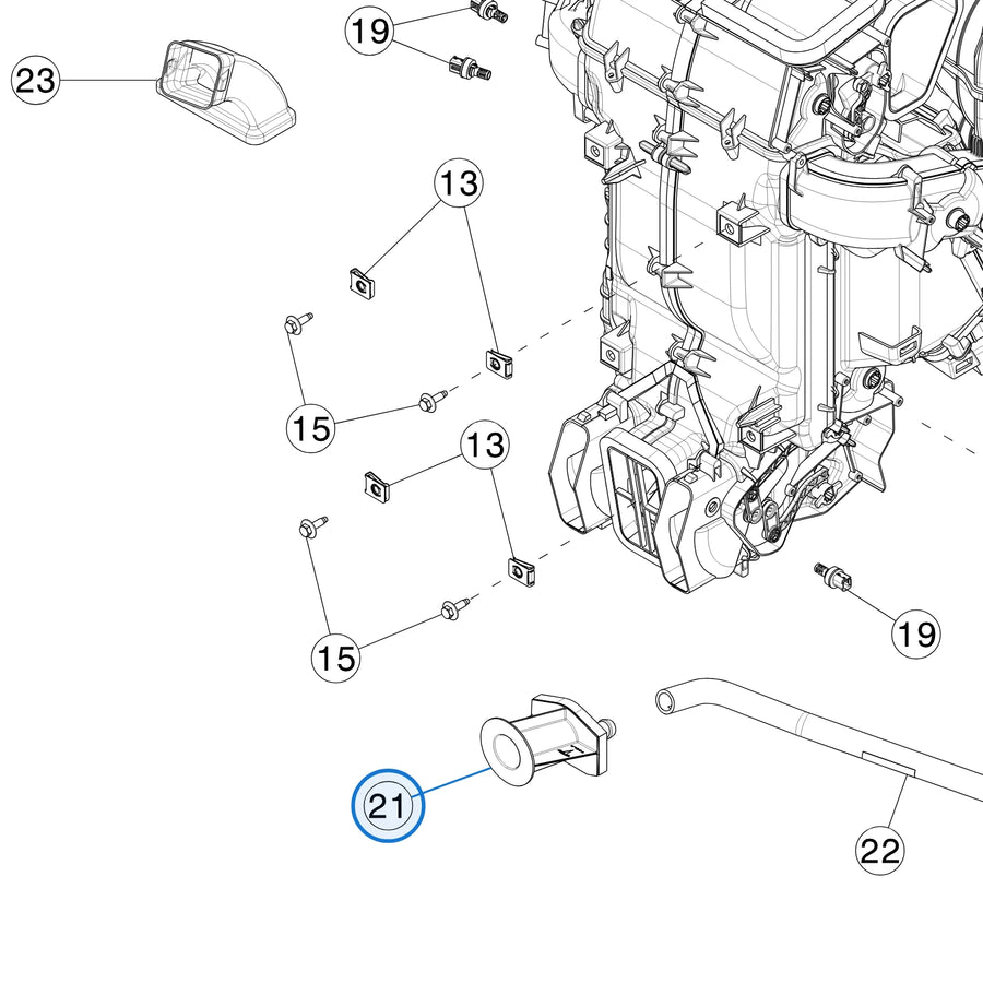 HVAC Drain Funnel for Tesla Model S 1615754-00-A - parts diagram