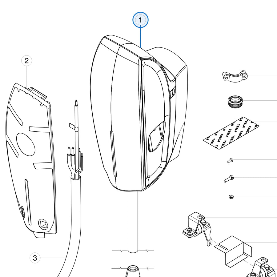 Tesla parts diagram: Wall Connector (callout 1)