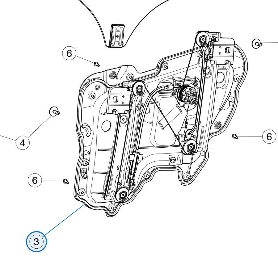 Rear Window Regulator for Tesla Model 3 1096622-00-K, 1096623-00-K - parts diagram