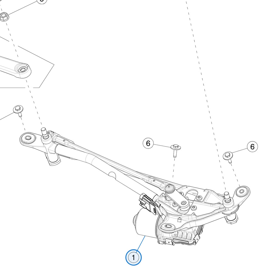 Wiper Module Left Hand Drive for Tesla Model 3 1076725-00-F - parts diagram